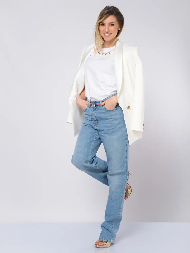 giacca da donna Elisabetta Franchi doppiopetto con collo a scialle Bianco miniatura 2