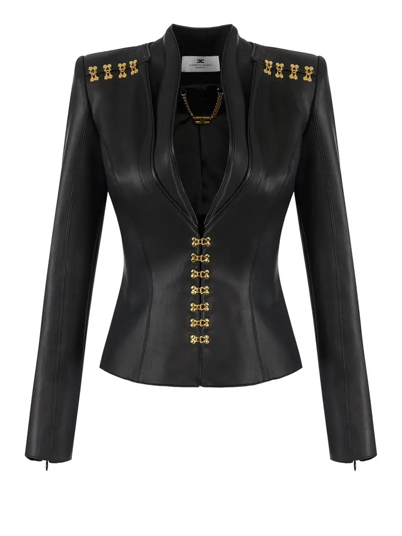giacca elisabetta franchi ecopelle da donna - nero