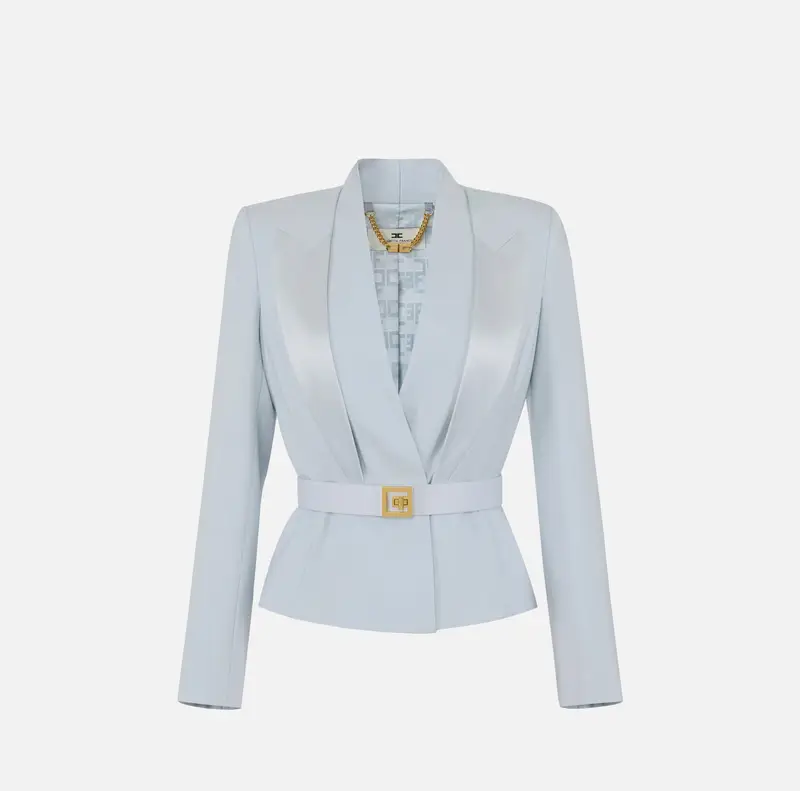 Giacca in crêpe con rever in raso