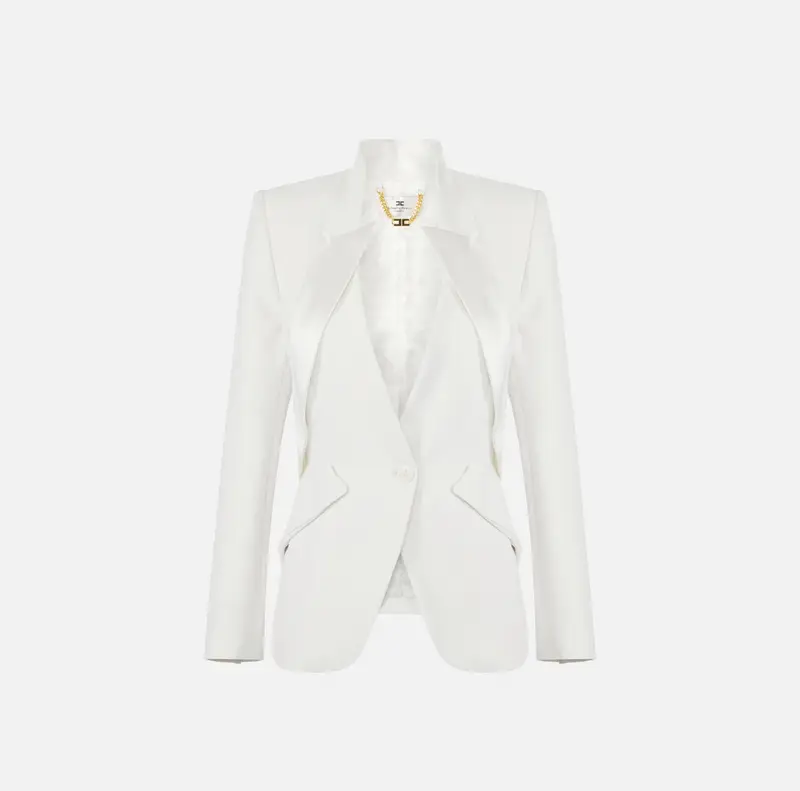 Giacca in crêpe leggero con rever in raso