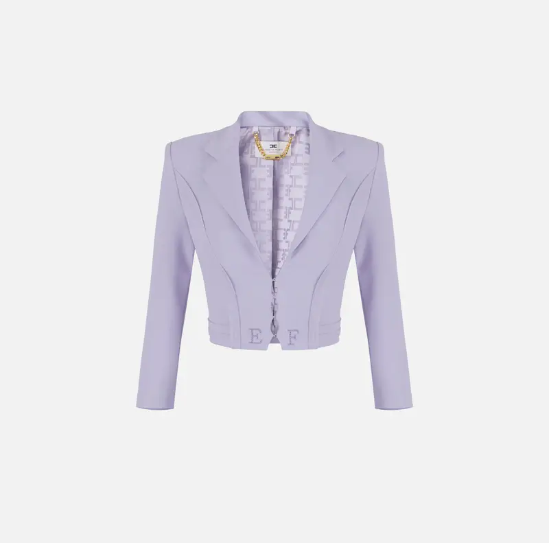 Giacca in doppio crêpe stretch con motivi a taglio vivo