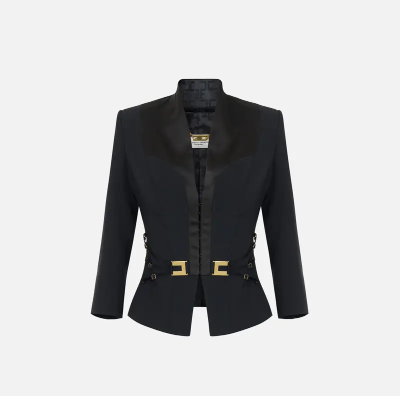 Giacca in doppio crêpe stretch e raso