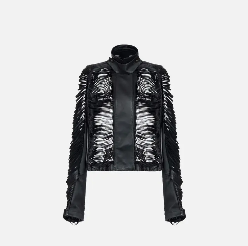 Giacca in nappa con frange