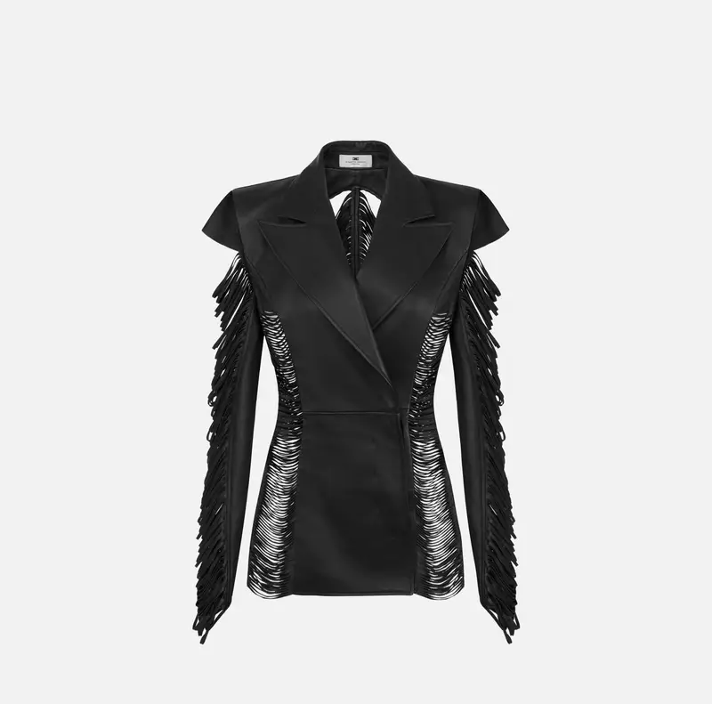 Giacca in nappa con frange