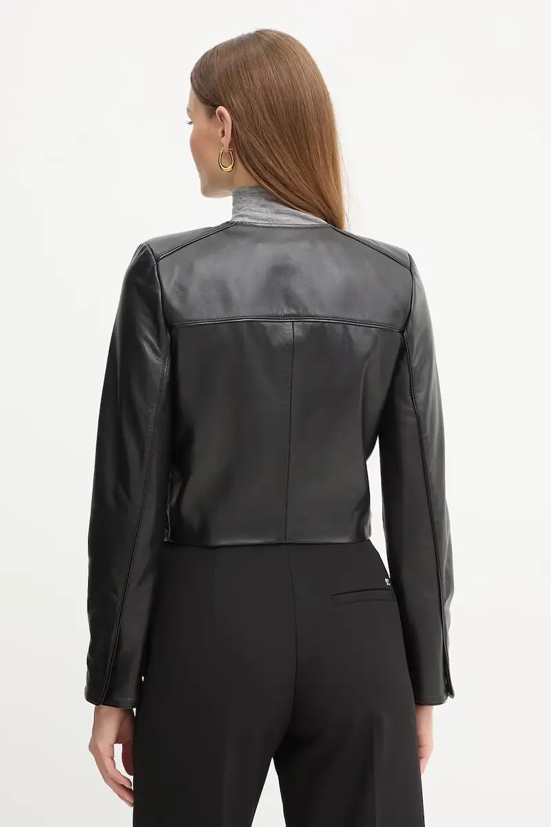 giacca in pelle Nero miniatura 3