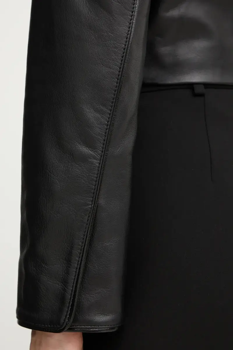 giacca in pelle Nero miniatura 5