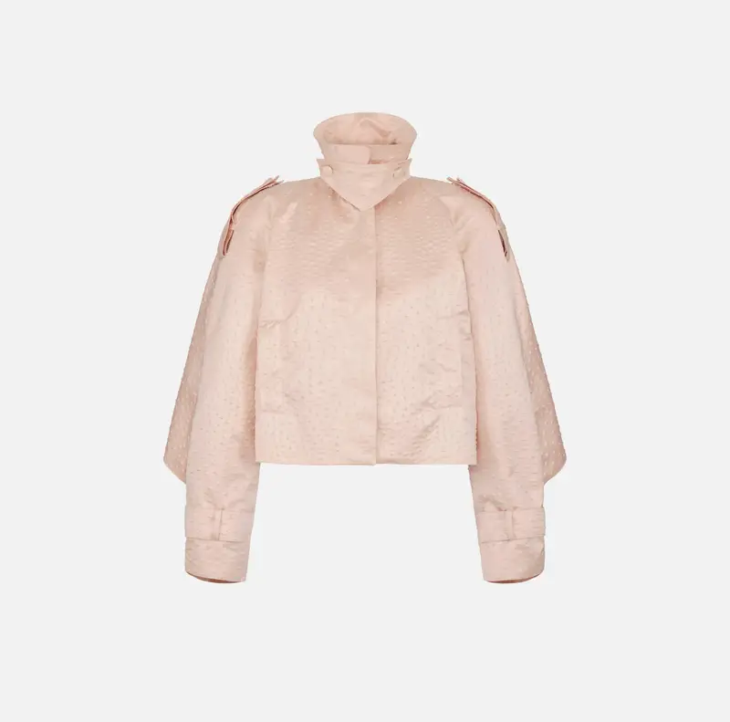 Giacca in taffettà con stampa struzzo