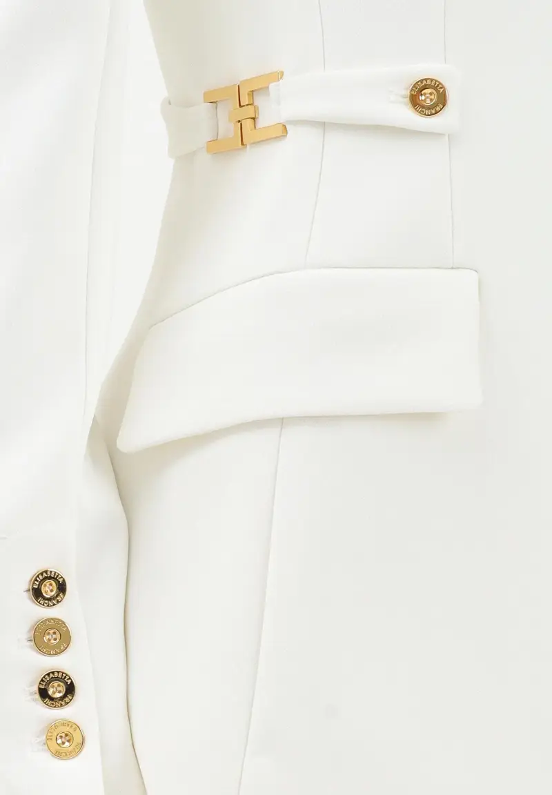 Giacca monopetto avorio da donna con dettagli gioiello miniatura 3