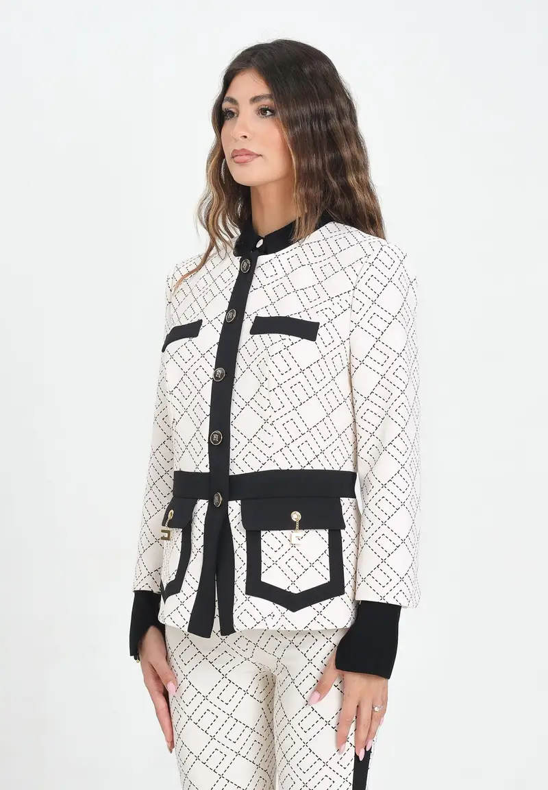 ELISABETTA FRANCHI Giacca panna da donna con fantasia