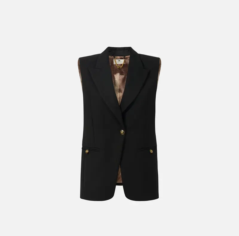 Gilet in gabardina di cotone con bottoni gioiello