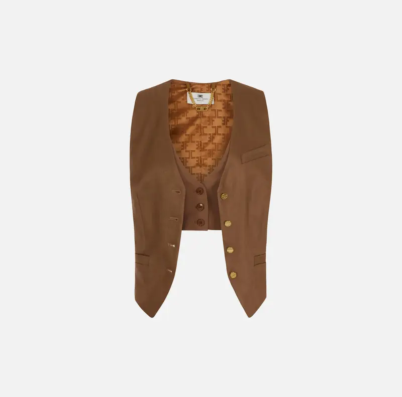 Gilet in misto lino e crêpe