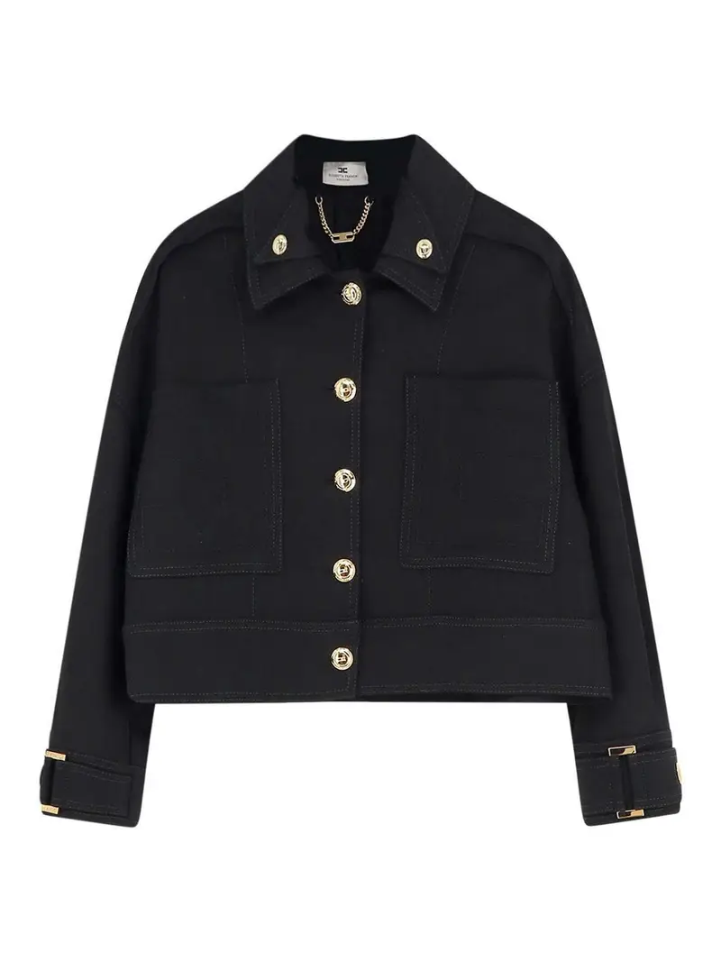 Giubbino Cropped In Viscosa Nero