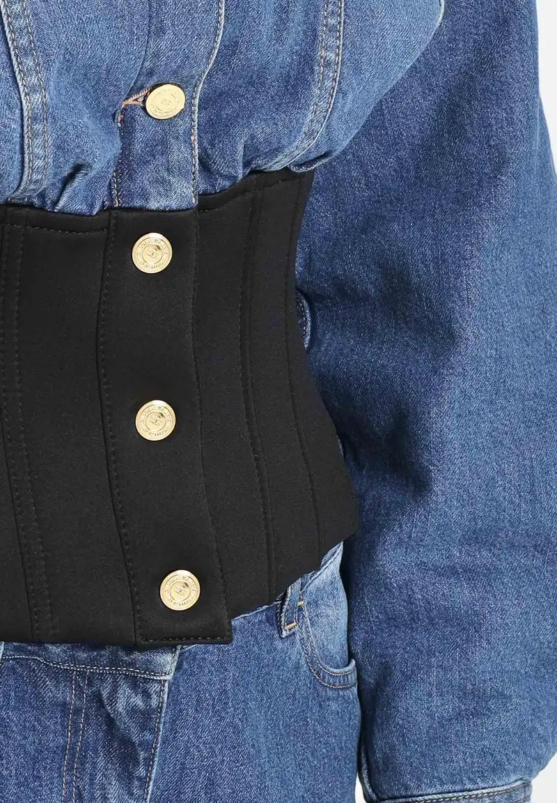 ELISABETTA FRANCHI Giubbotto in denim blu da donna miniatura 2