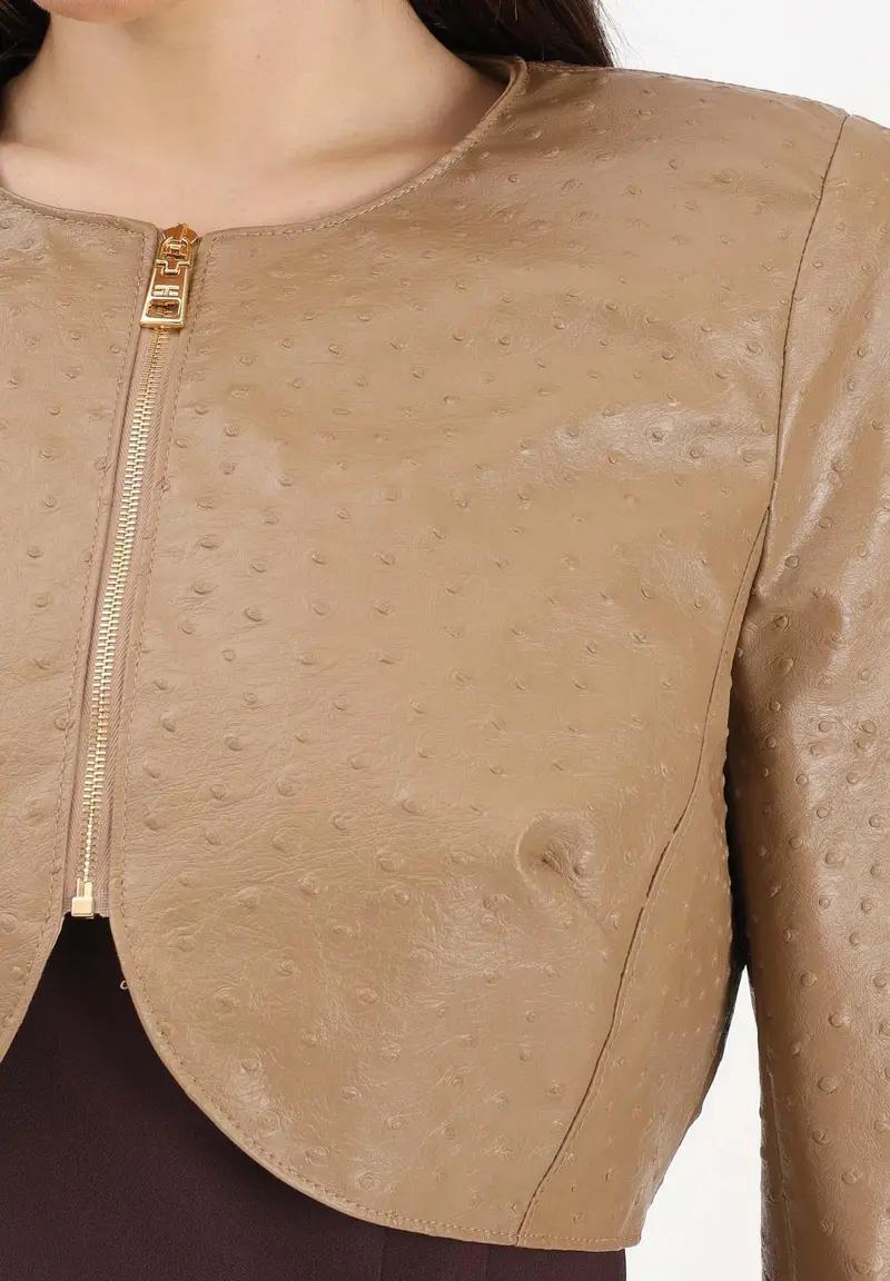 Giubbotto in ecopelle argilla da donna miniatura 3