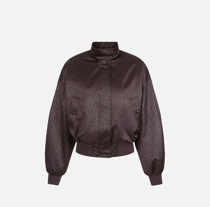 Giubbotto in taffettà con stampa struzzo