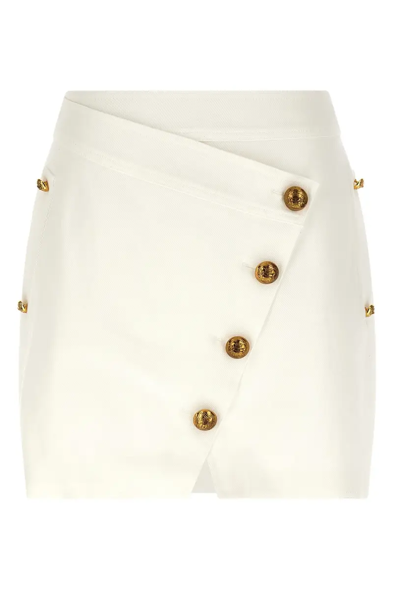 Gonna Bottoni Gioiello Bianco