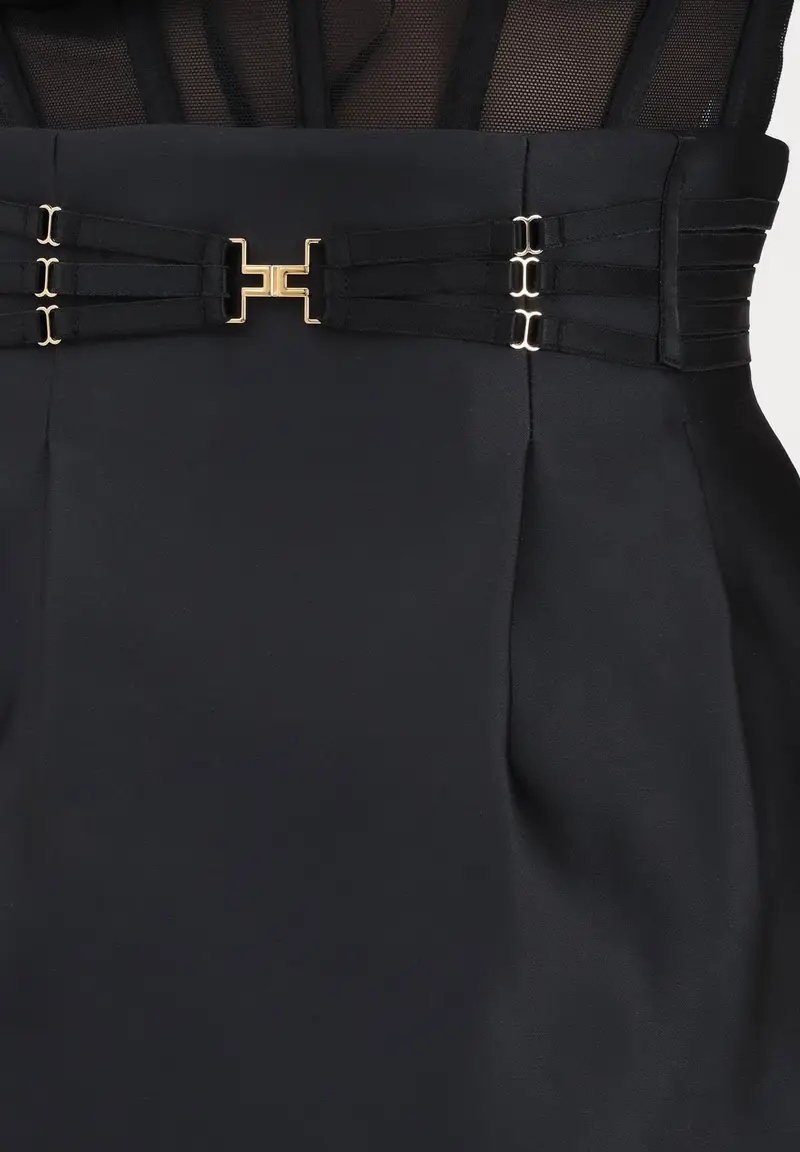 Gonna corta nera da donna con elastici miniatura 3