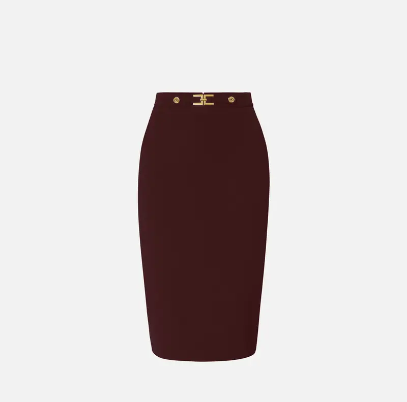 Gonna in crêpe con logo gioiello