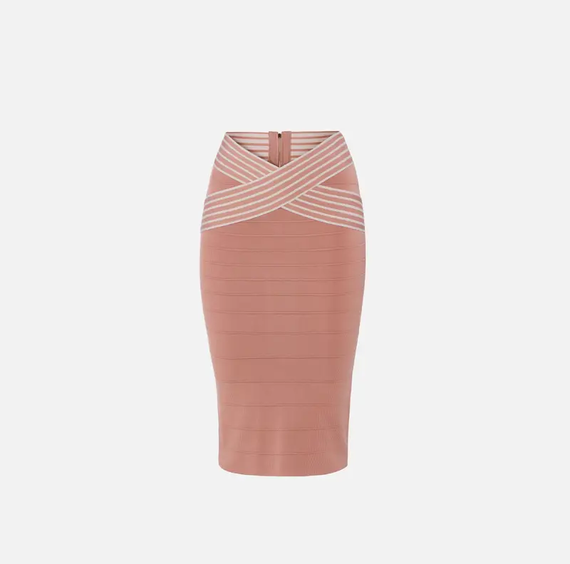 Gonna in maglia con bande a righe