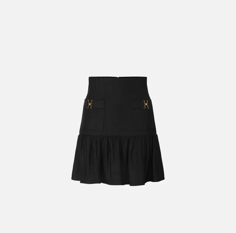 Gonna in misto lino con dettagli gioiello