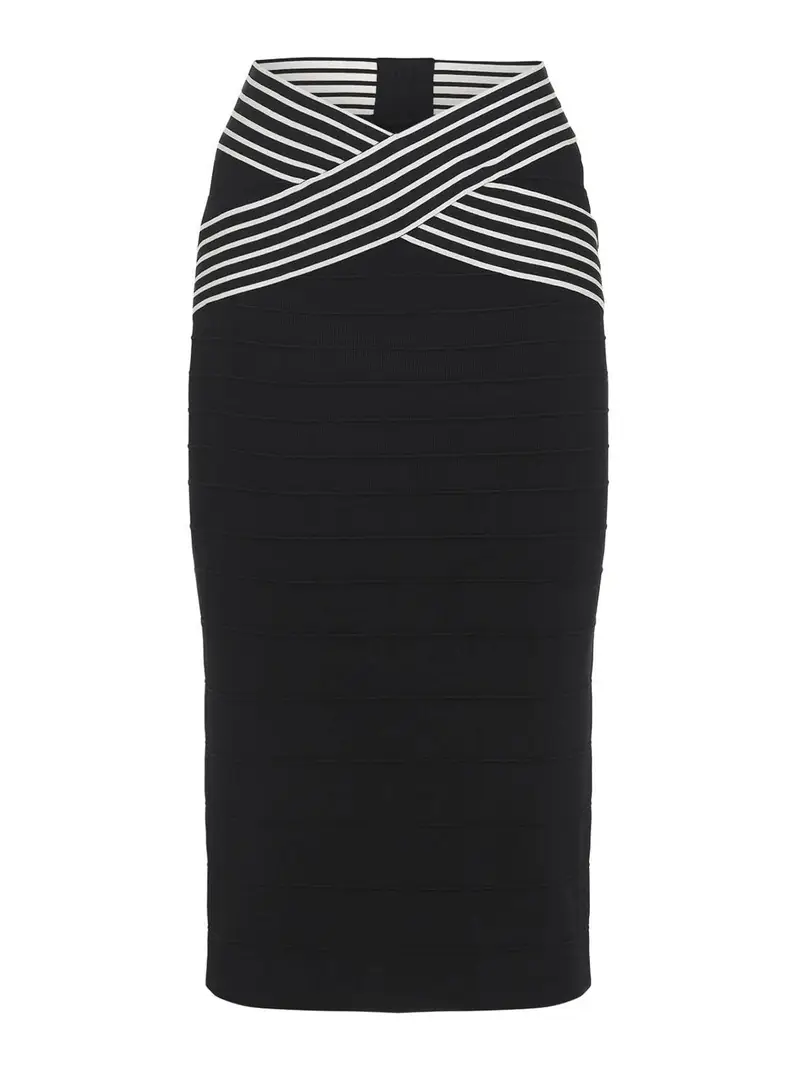 Gonna lavorata a maglia Nero