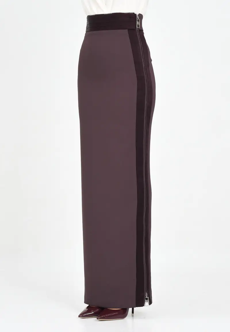 ELISABETTA FRANCHI Gonna lunga bordeuax da donna