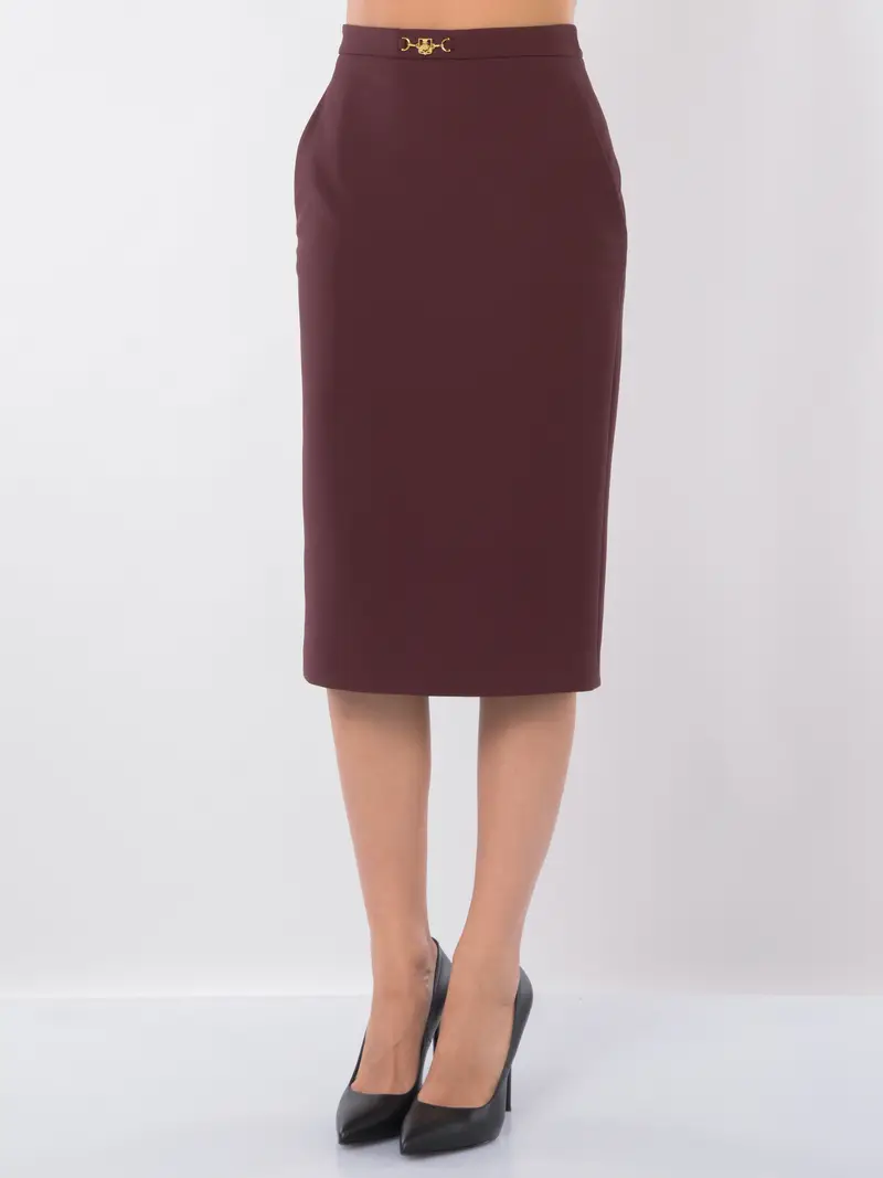 gonna lunga da donna Elisabetta Franchi a tubino in crepe stretch Rosso