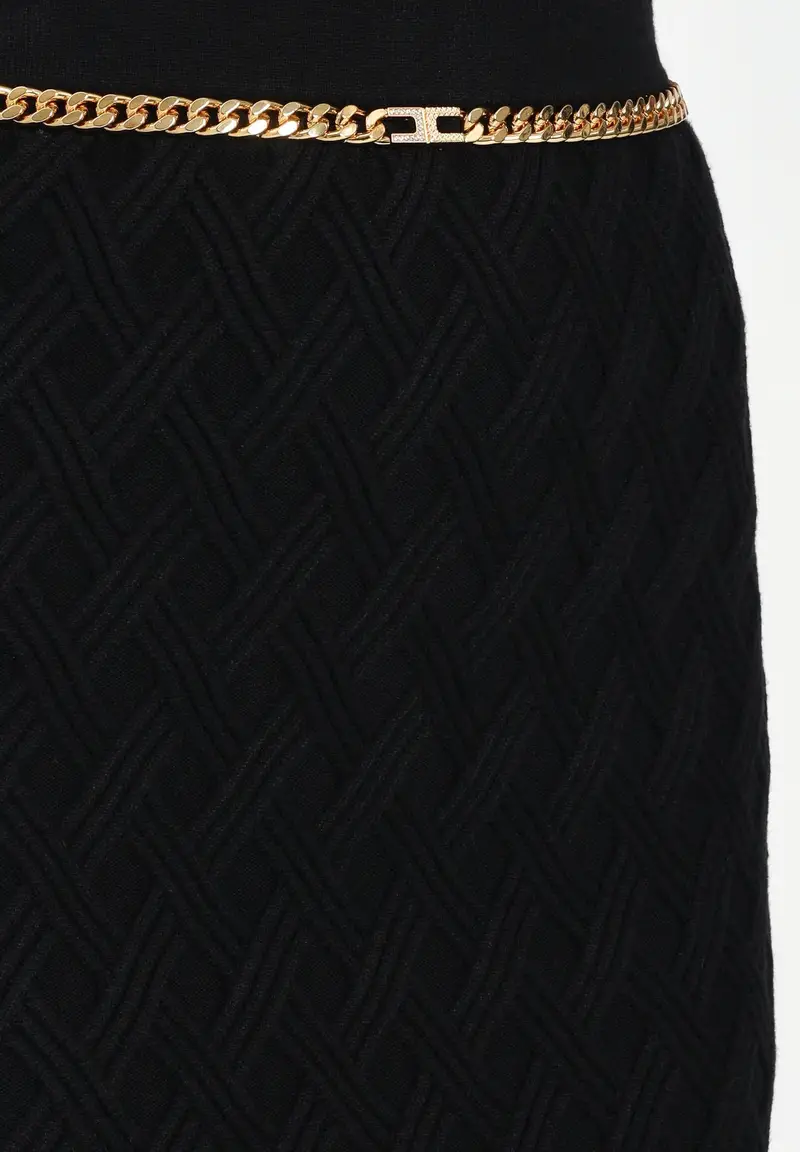 ELISABETTA FRANCHI Gonna midi in maglia nera da donna miniatura 2