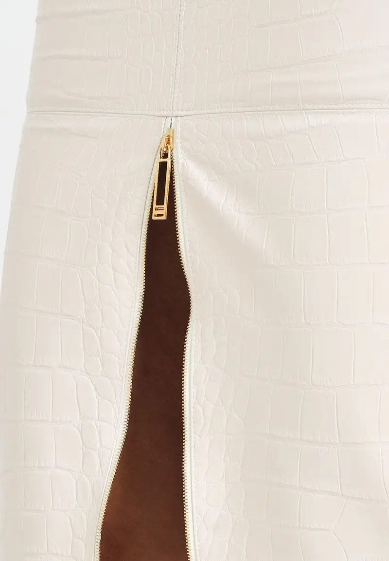 ELISABETTA FRANCHI Gonna midi latte da donna con texture stampa cocco miniatura 2