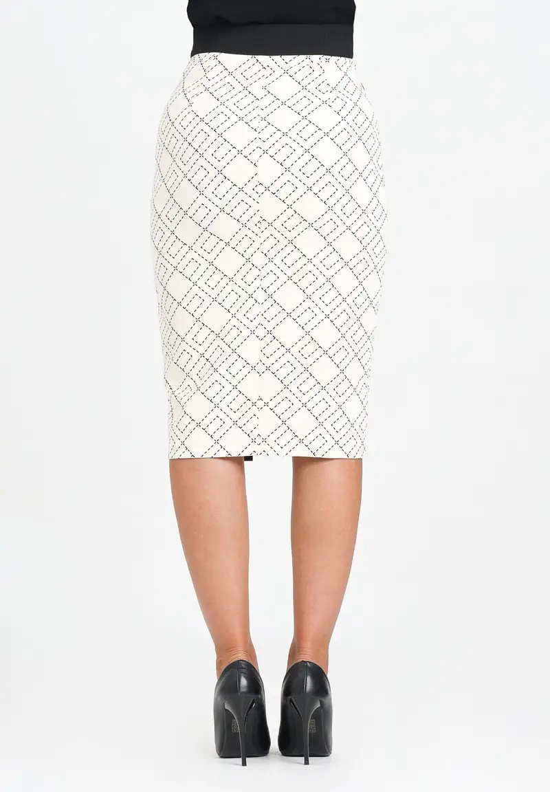 ELISABETTA FRANCHI Gonna midi latte e nero da donna con pattern logo miniatura 3