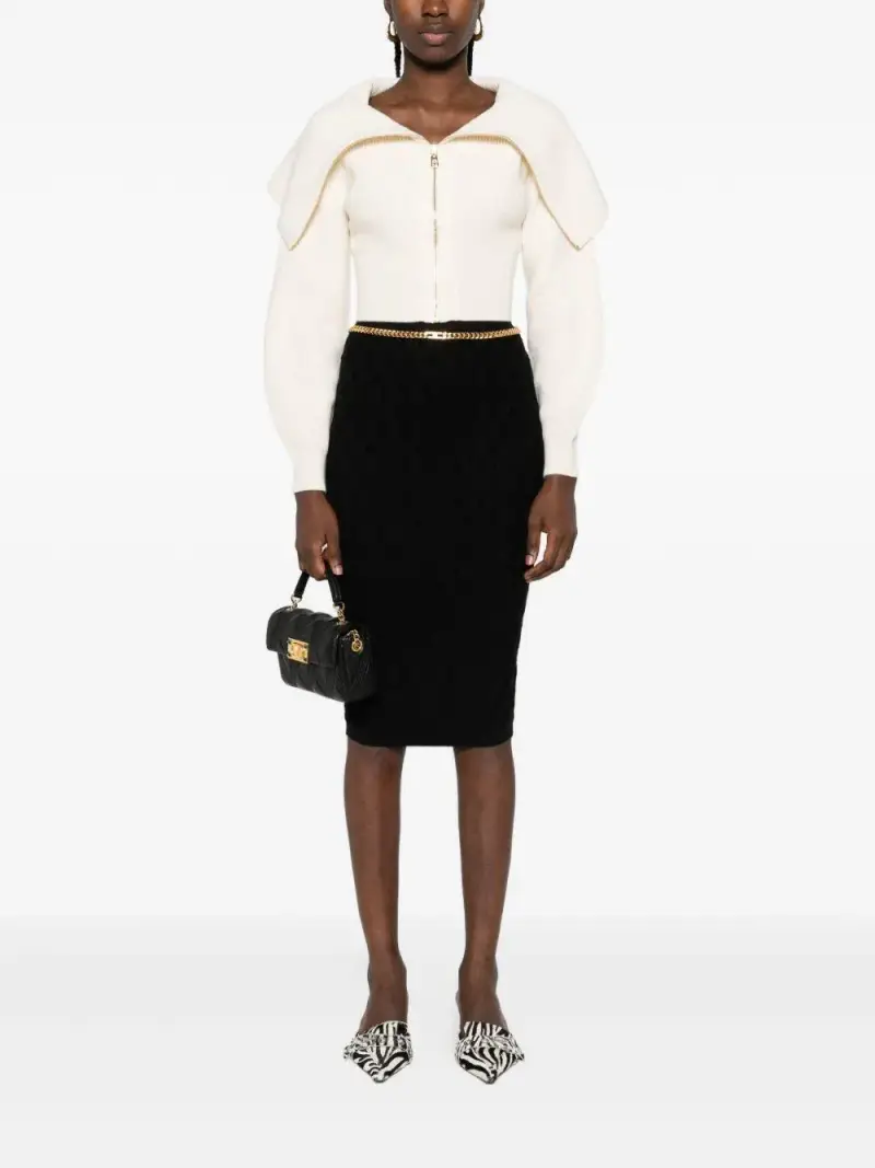 Gonna Midi Nera con Cintura a Catena Nero miniatura 2