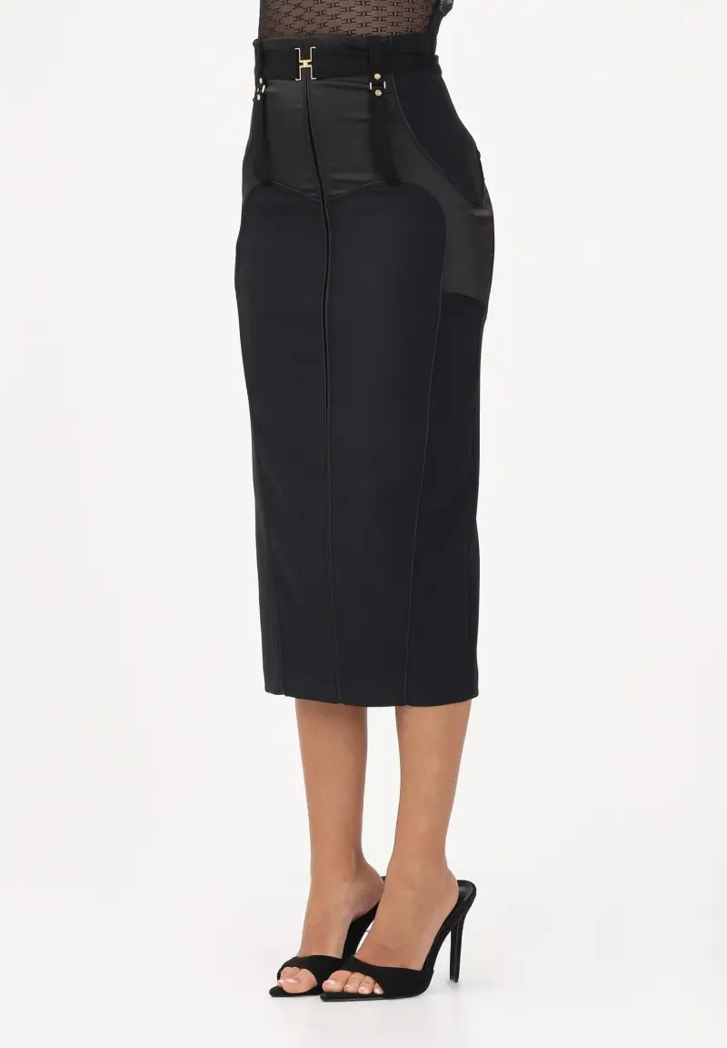 Gonna midi nera da donna dalla costruzione a bustier