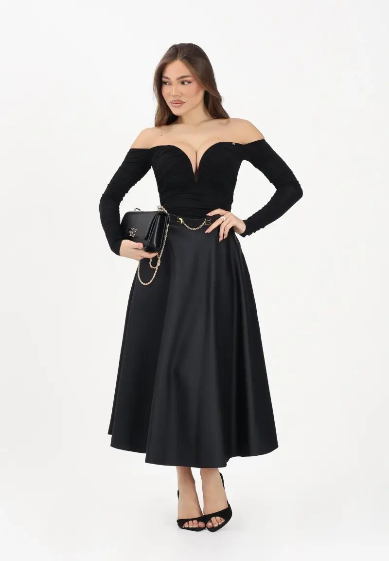 Gonna midi nera da donna miniatura 2