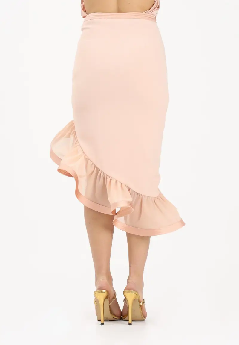 Gonna midi nude da donna con balza miniatura 3