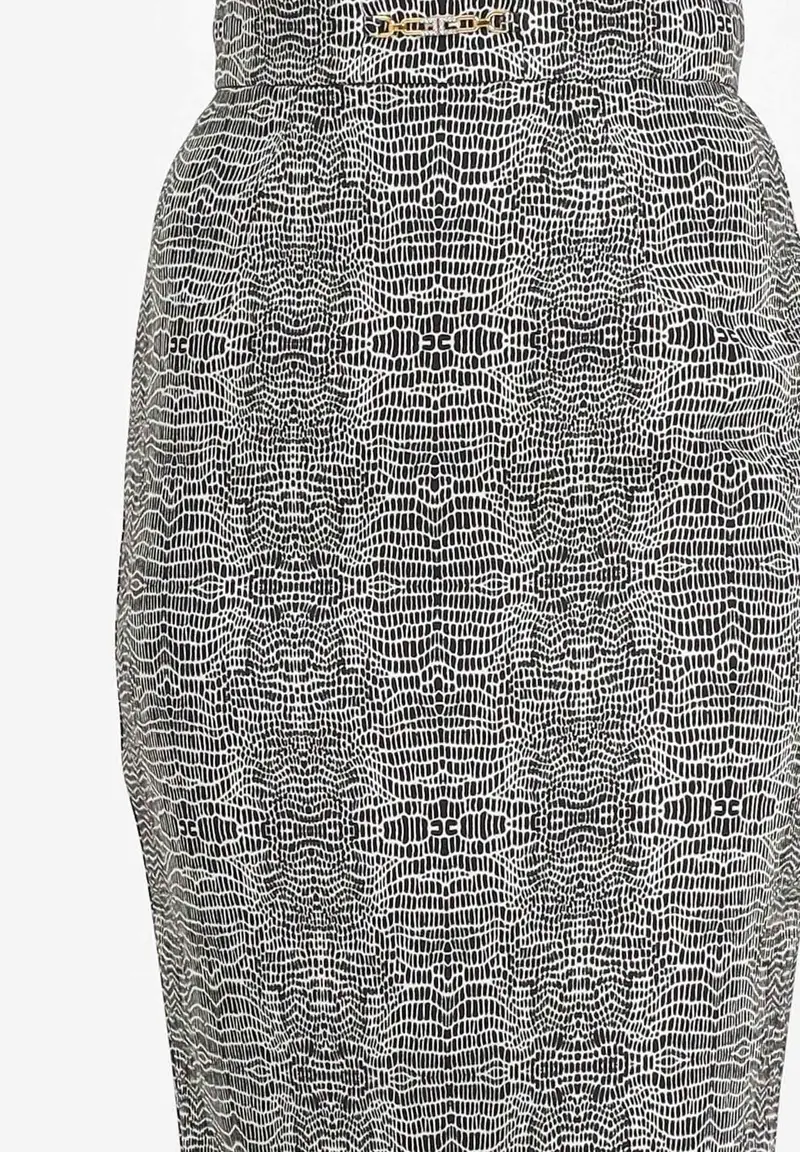 ELISABETTA FRANCHI Gonna midi panna e nera da donna con stampa con fantasia pitone miniatura 2
