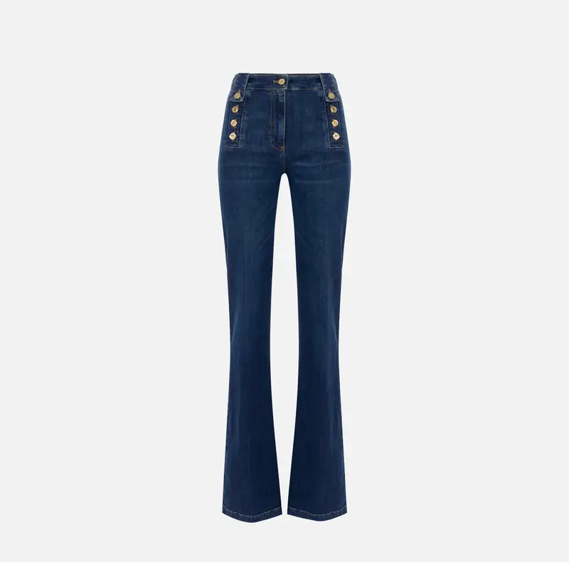 Jeans a palazzo con bottoni