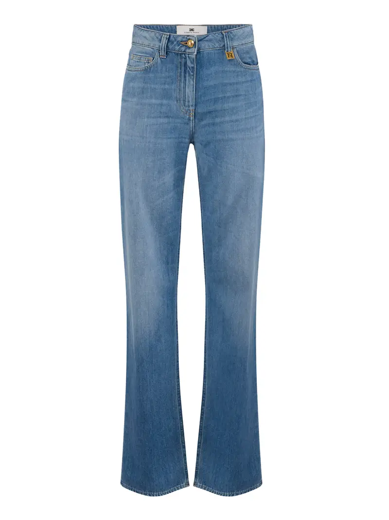 jeans a palazzo elisabetta franchi da donna - denim