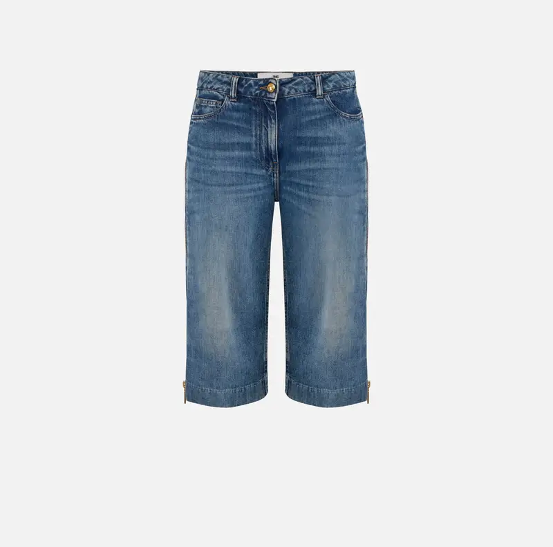 Jeans bermuda con zip