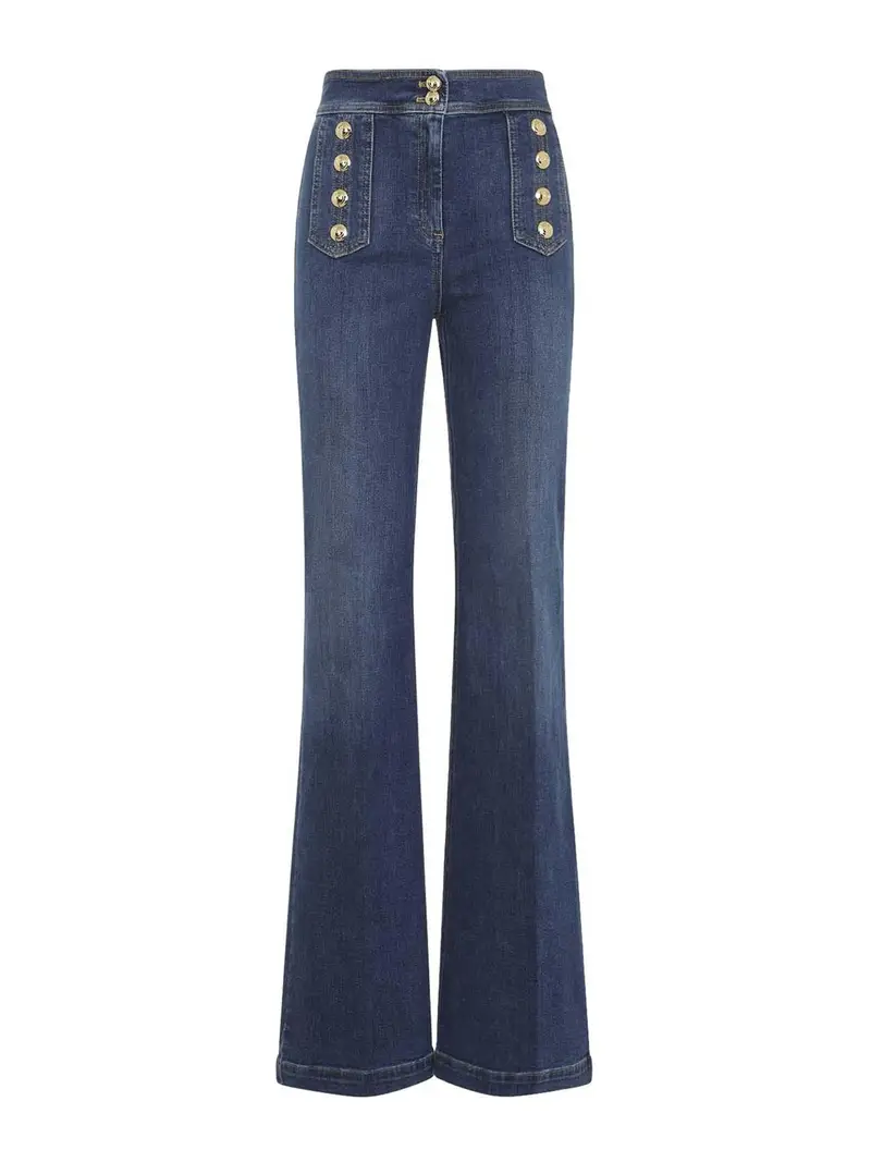 Jeans Con Bottoni Lavaggio Medio