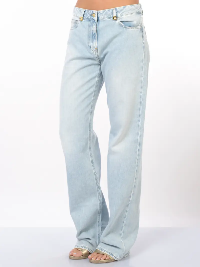 jeans da donna Elisabetta Franchi ampio con effetto delave Blu