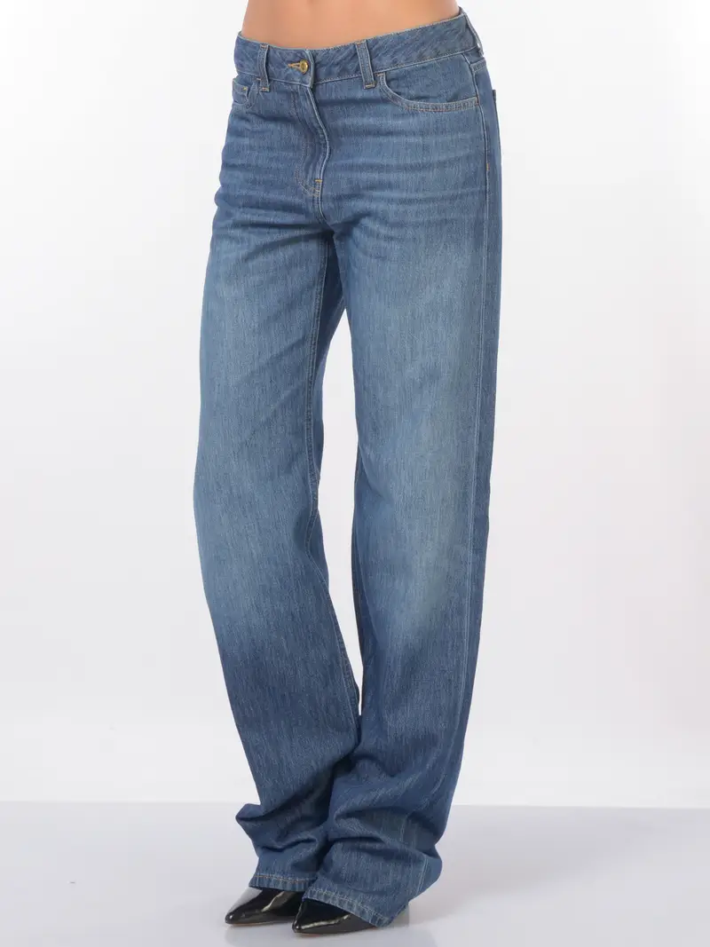jeans da donna Elisabetta Franchi ampio stone washed Blu