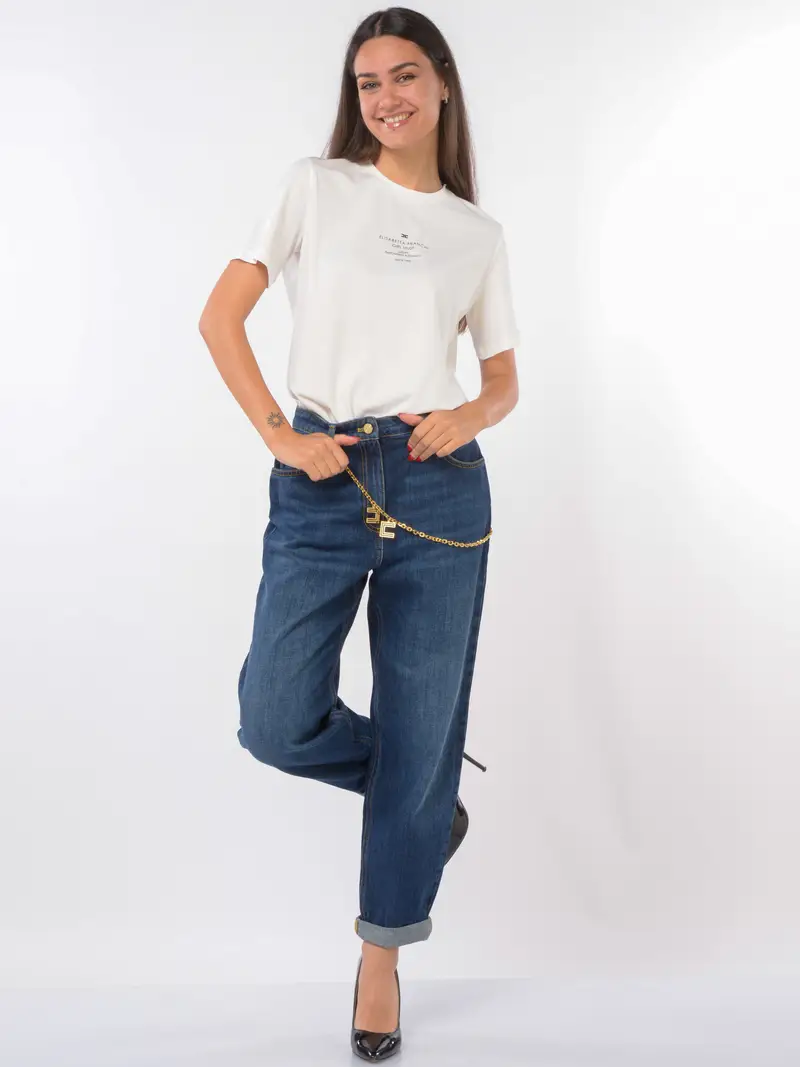 jeans da donna Elisabetta Franchi baggy con catena gioiello Blu miniatura 2