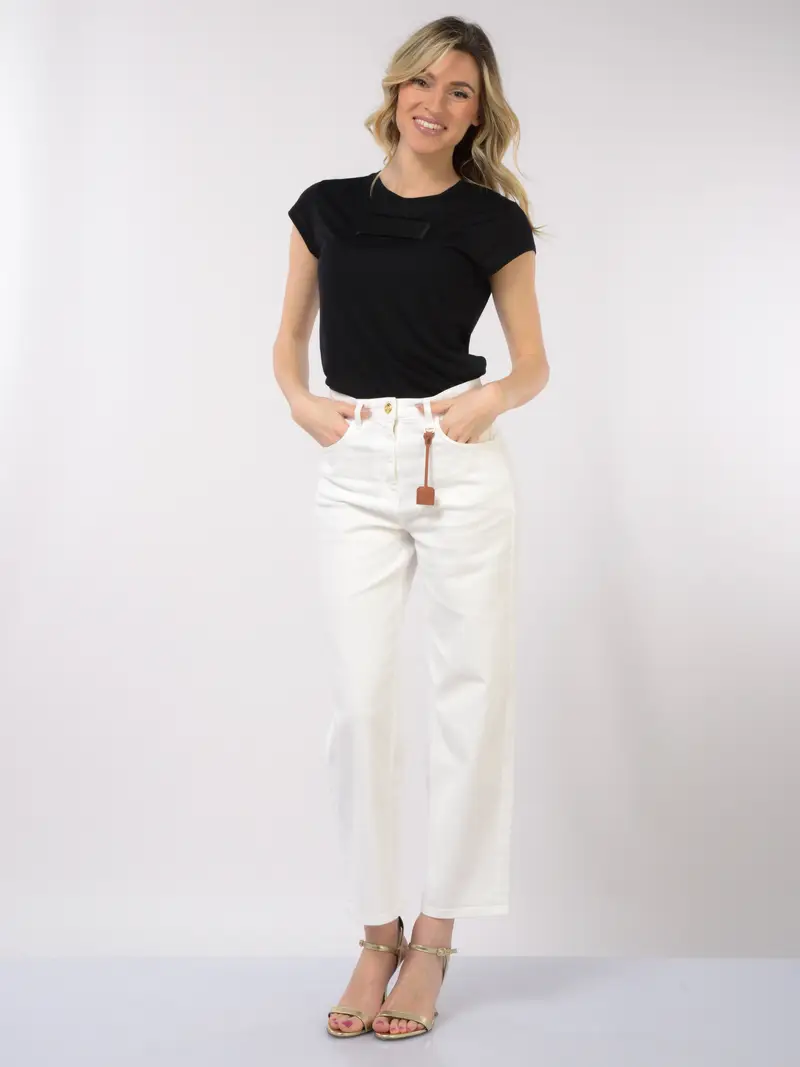 jeans da donna Elisabetta Franchi cropped con charm Bianco miniatura 2