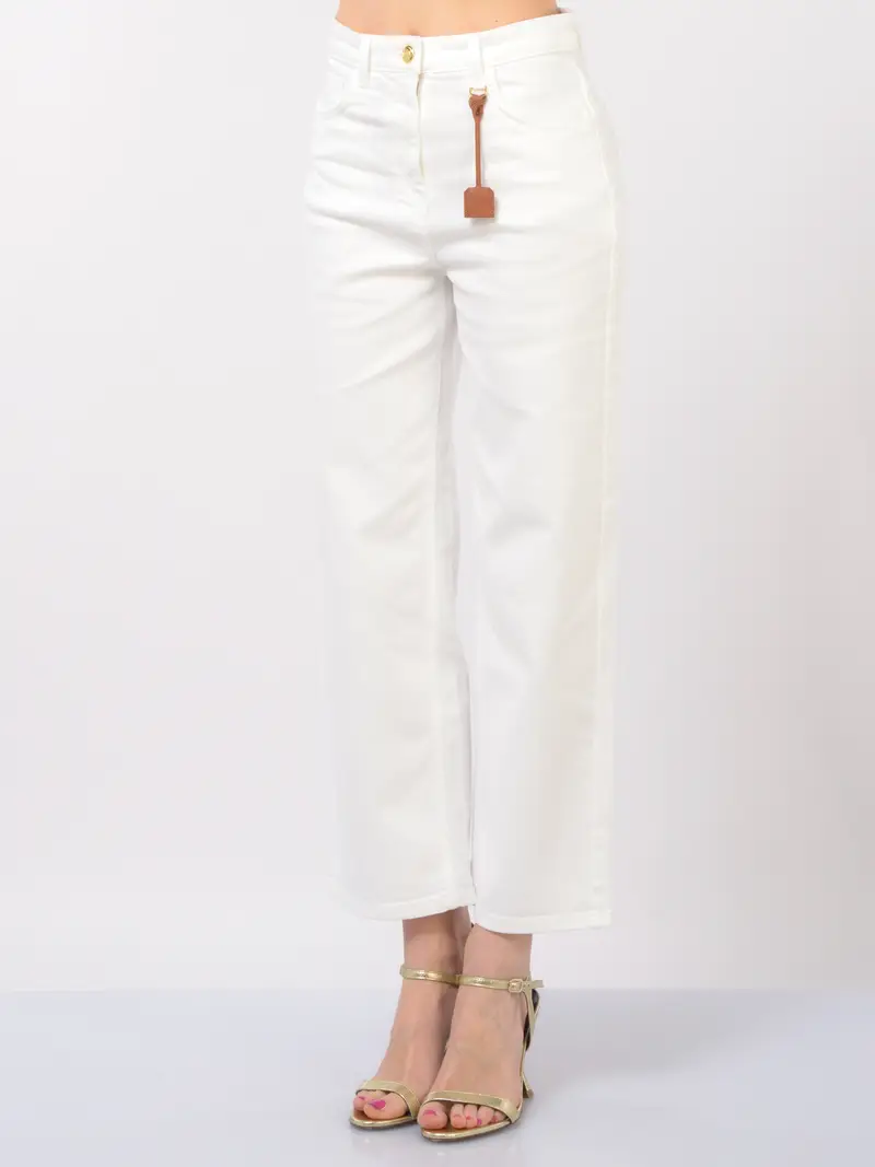 jeans da donna Elisabetta Franchi cropped con charm Bianco