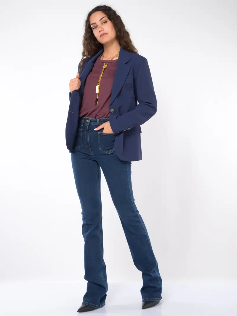 jeans da donna Elisabetta Franchi dritto con tasche Blu miniatura 2