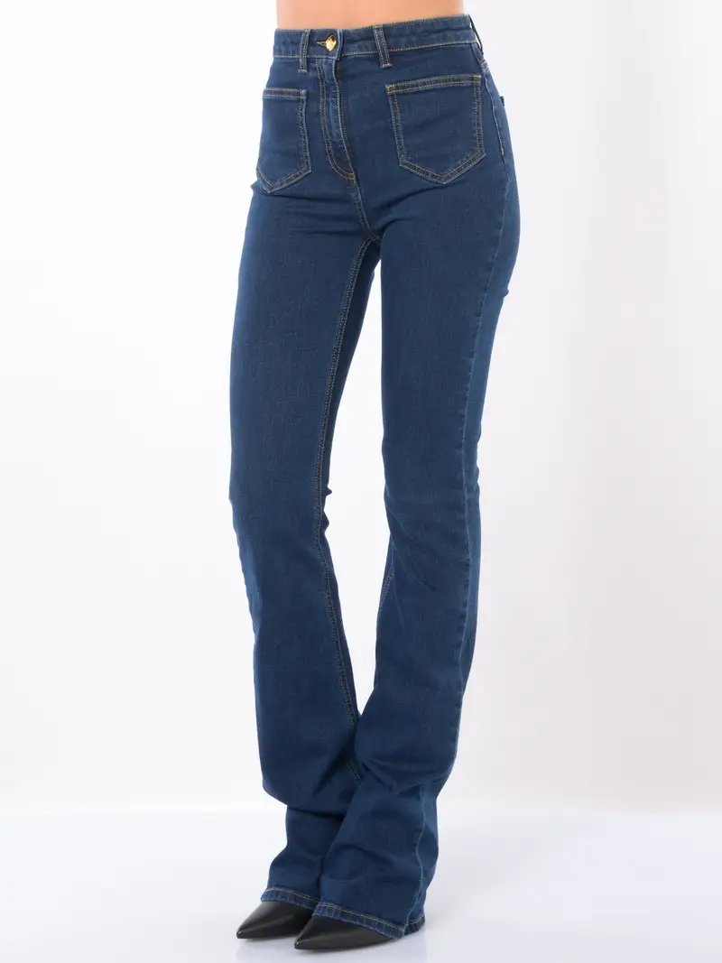 jeans da donna Elisabetta Franchi dritto con tasche Blu