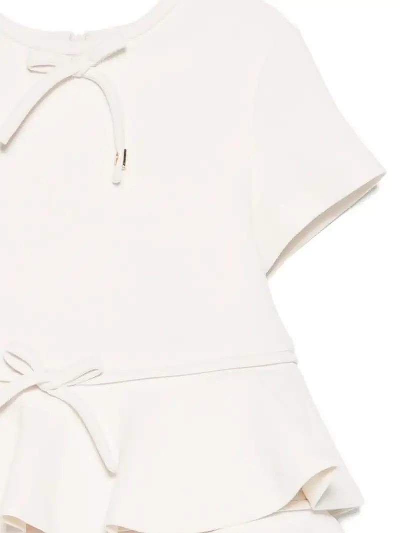 Abito panna arricciato con fiocco miniatura 3