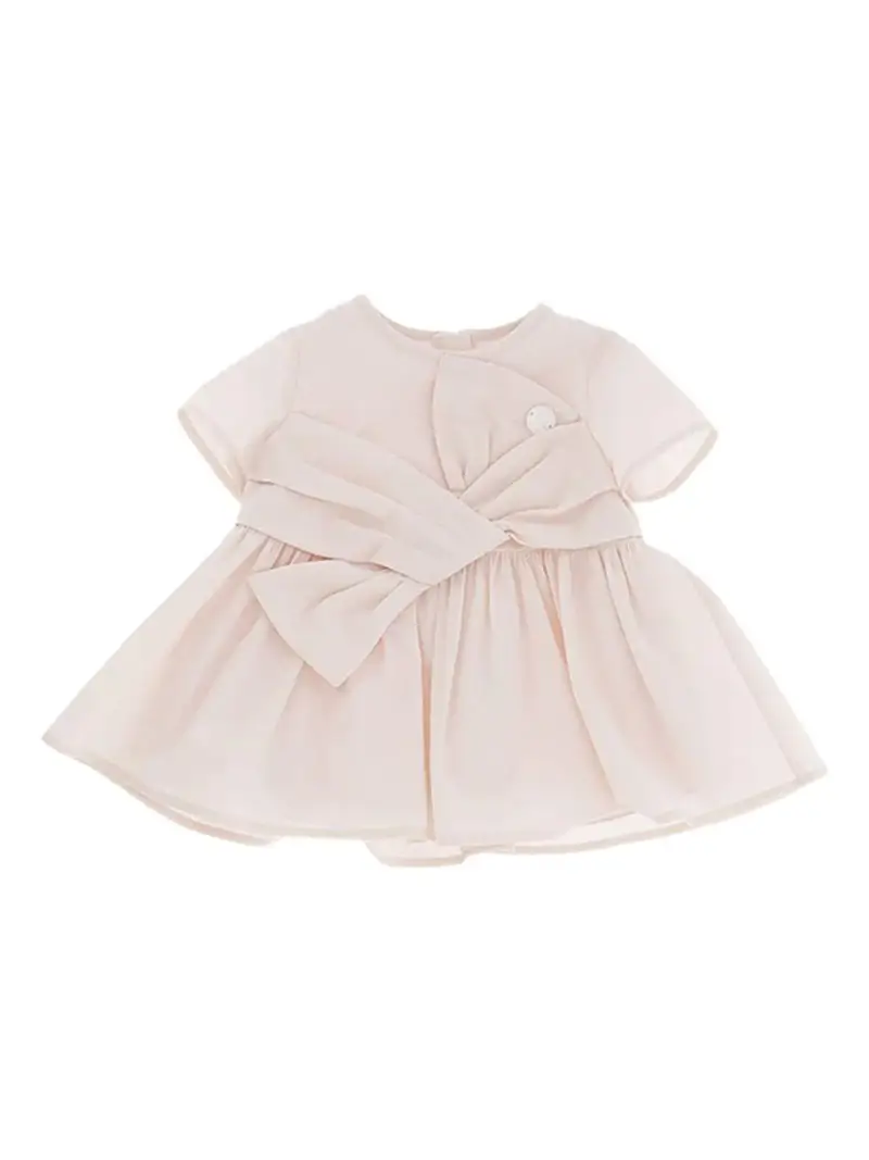 Abito rosa baby in tafetà con big fiocco neonata miniatura 2