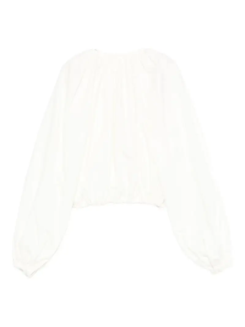 Blusa panna con logo ricamato Panna chiaro miniatura 2