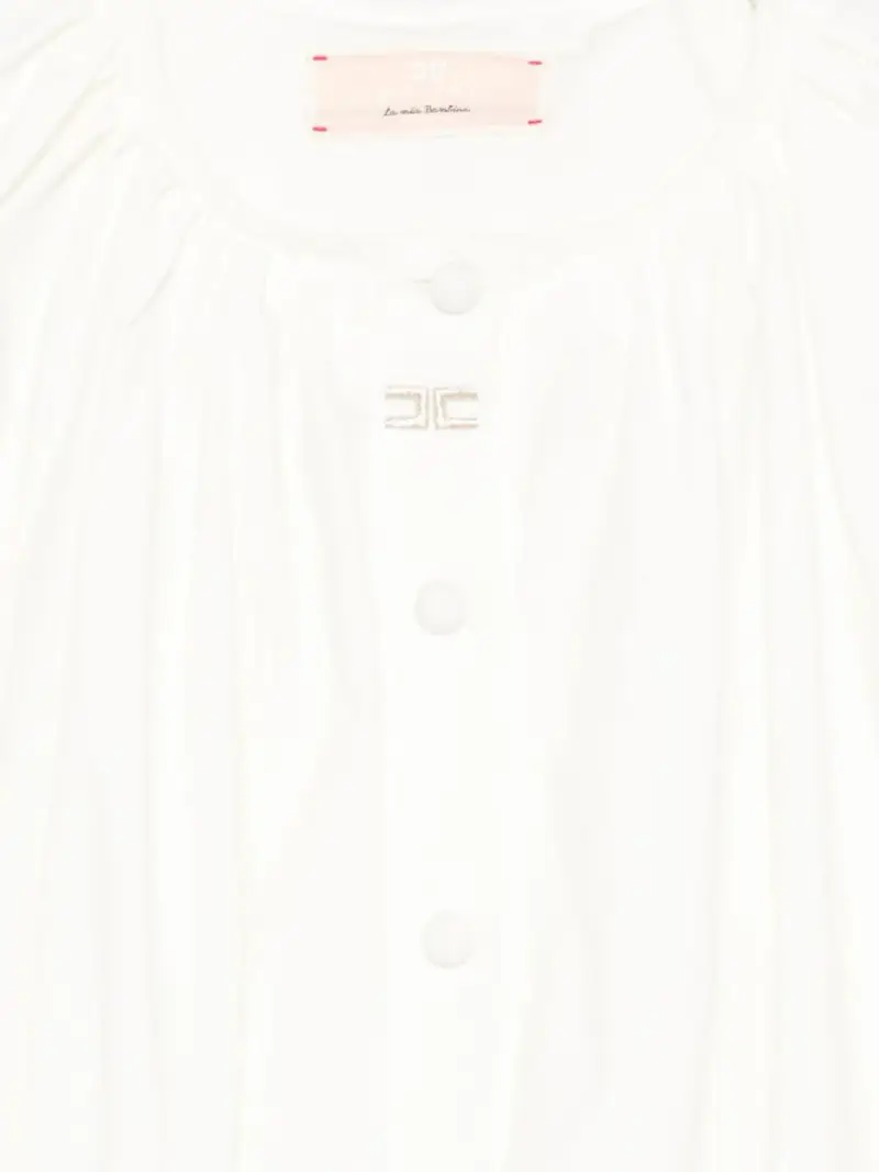 Blusa panna con logo ricamato Panna chiaro miniatura 3